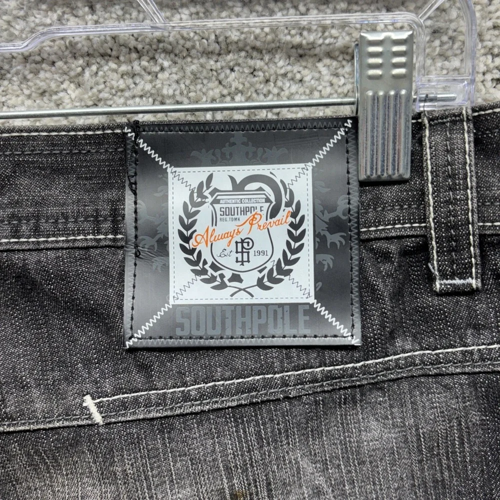 Vintage Southpole Jeans Mens 38x32 Black Denim Y2K Baggy Wide Leg Streetwear EUC